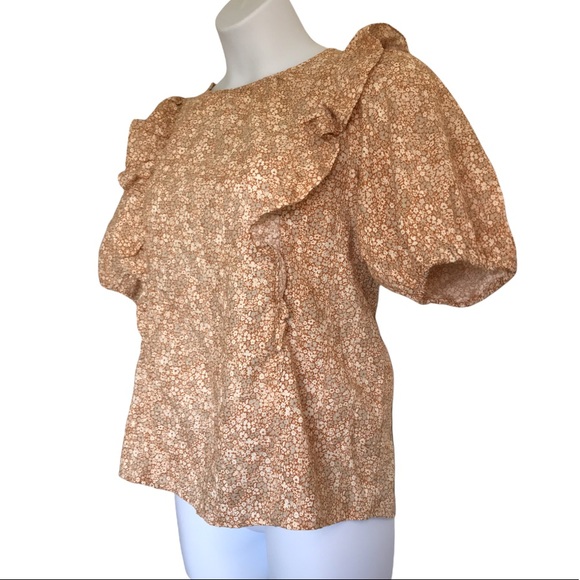 Universal Thread Yellow Floral Ruffled Top Size Medium - Picture 2 of 8